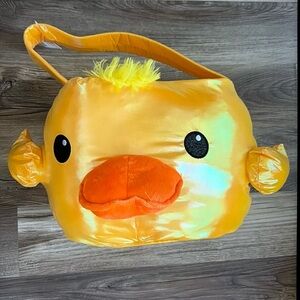 Jumbo Plush Yellow Duck Basket 21”x16” Way To Celebrate Toy Storage Bucket Tote